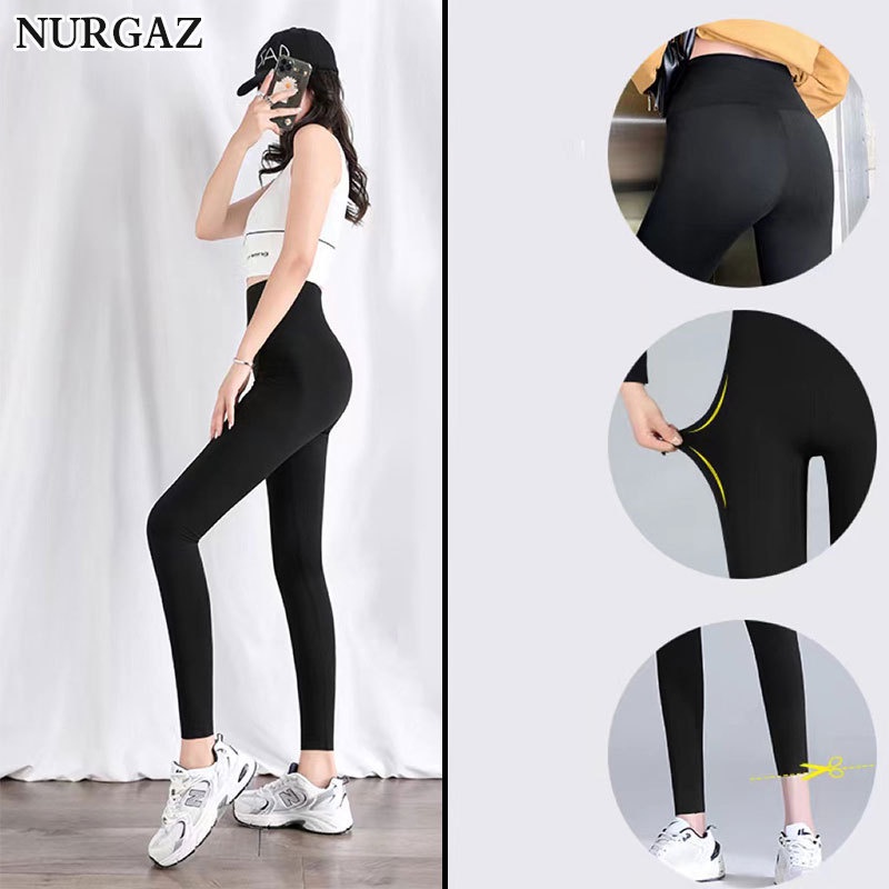 Nurgaz ladies có thể mặc quần cá mập bên ngoài eo cao bó sát giảm béo quần yoga nữ cạp quần thể thao trong nhà và ngoài trời
