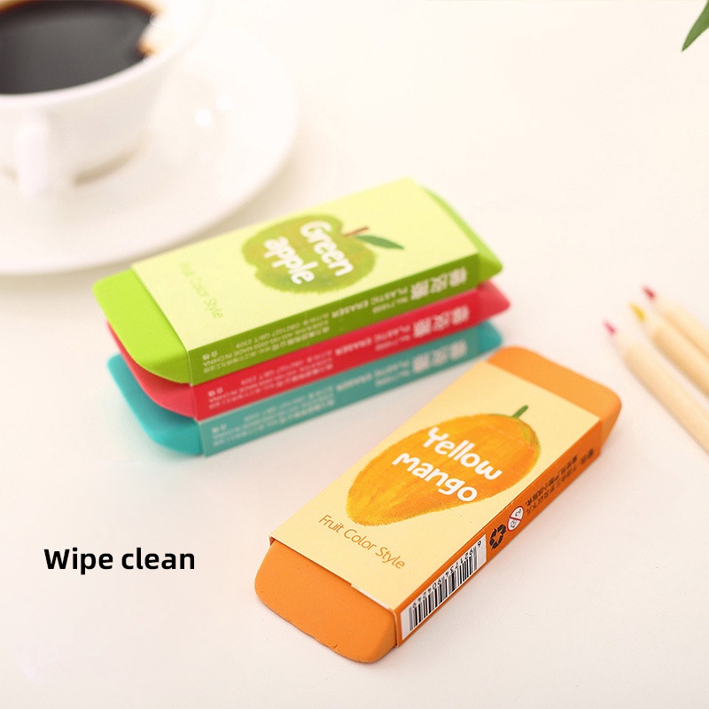 Gôm tẩy siêu to Deli hình vẽ hoa quả - cỡ lớn dùng lâu dài ít vụn tẩy sạch không gãy xóa chì 2B dành cho học sinh JP4