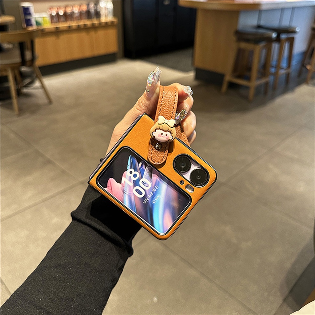 Ốp Điện Thoại Da Nắp Gập Họa Tiết Hoạt Hình 3D Có Dây Đeo Cho OPPO Find N2 Flip findn2 Flip Find N2