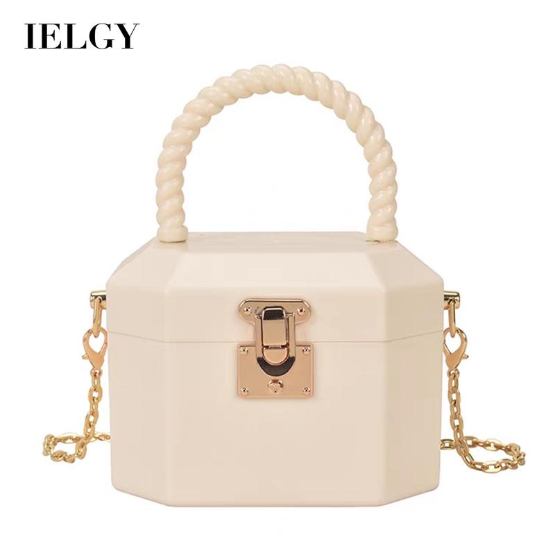 Ielgy Túi Hộp Đựng Son Môi / Túi Xách Đeo Vai Hình oval Màu Kẹo Phối Dây Xích Bằng Acrylic