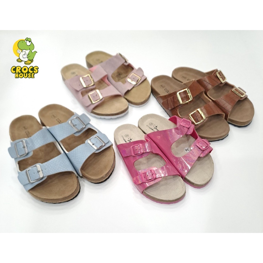 Dép hai quai đế trấu nam nữ da bò thật cài khuy chính hãng, dép trấu unisex êm bền lót da xịn hàng VNXK - Crocs House