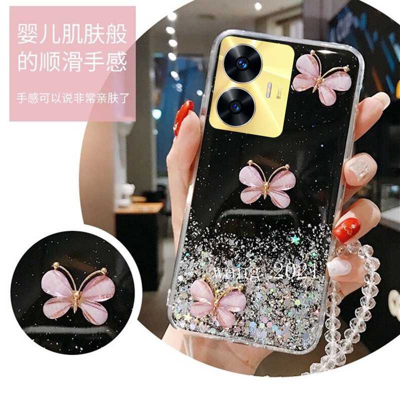 Ốp Điện Thoại Mềm Trang Trí Hình Bướm Lấp Lánh Cho Realme 10T 5G / Realme C55 NFC Realme C33 RealmeC55 2023