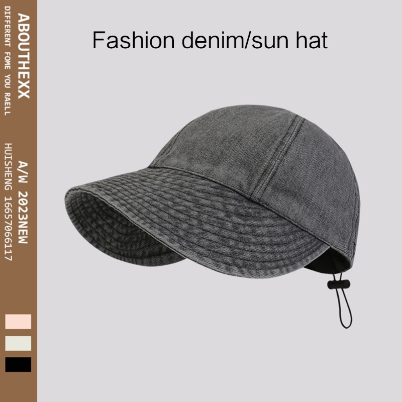 Mũ Lưỡi Trai Denim Có Dây Điều Chỉnh Thoải Mái Thời Trang Đi Biển Cho Nữ