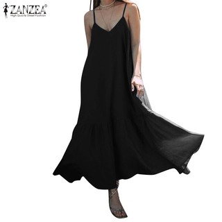 Đầm nữ ZANZEA không tay cổ chữ V thời trang quyến rũ
