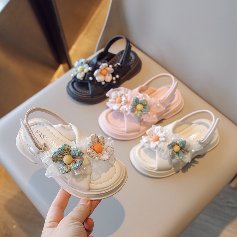 Giày Sandal Đính Hoa Chống Trượt Thời Trang Hàn Quốc Cho Bé Gái