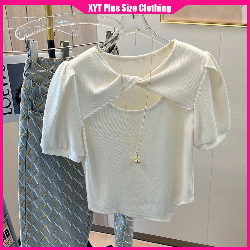 Áo Thun Mùa Hè Tay Ngắn Bồng Màu Xanh Lá Dễ Thương Xinh Xắn Cho Nữ Có Size M-4XL 40-100kg Thời Trang 2023