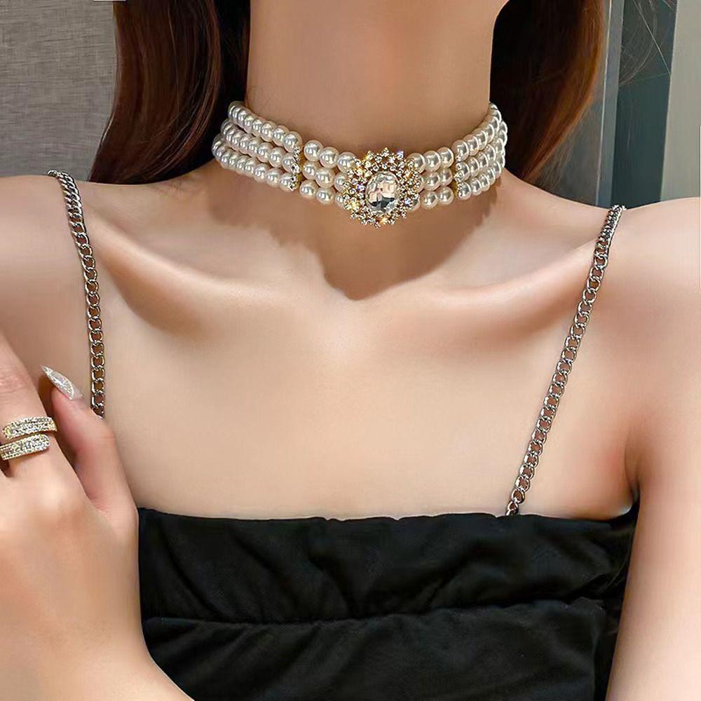Dây Chuyền Hai Lớp WMES15H Phong Cách Cổ Điển Thời Trang Dành Cho Nữ|Vòng Cổ Choker Bằng Hợp Kim Thời Trang Cho Nữ