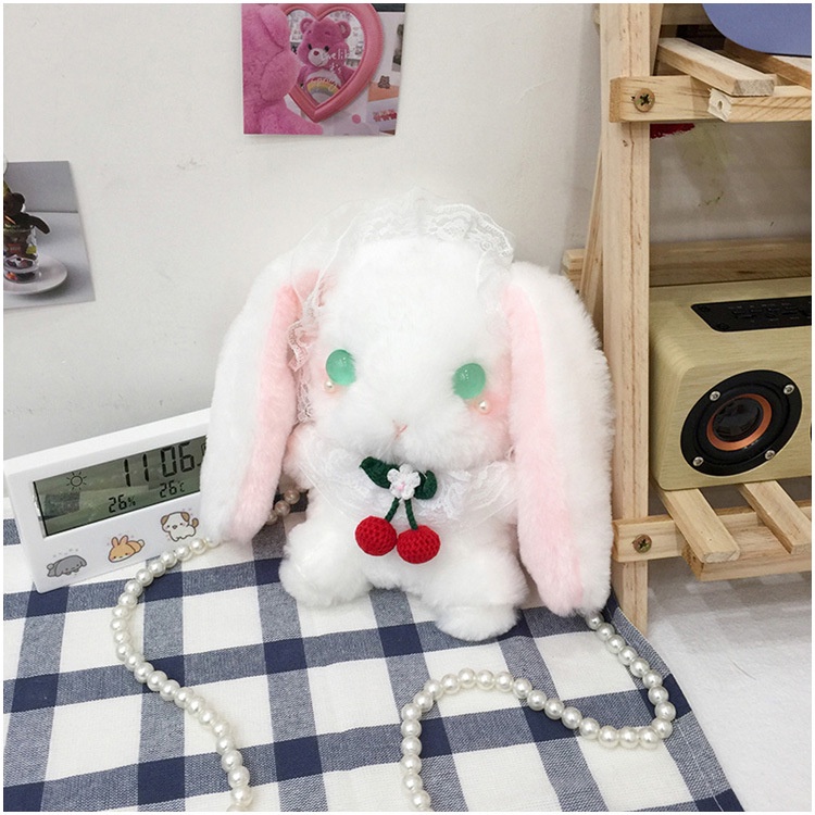 Túi Đeo Chéo Hình Thỏ Nhồi Bông Phong Cách lolita Nhật Bản Dễ Thương