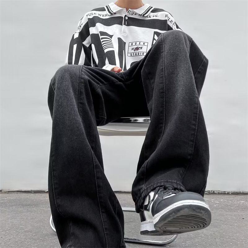 Quần Jeans Ống Suông Thời Trang Đường Phố Mỹ Cá Tính Dành Cho Nam