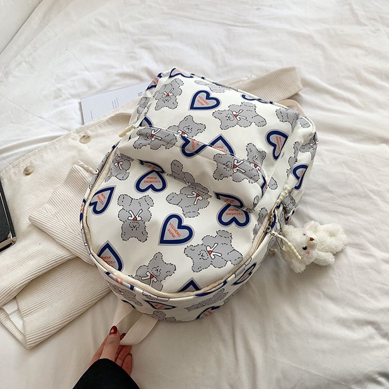 Ba Lô Họa Tiết Trái Tim Thoáng Khí Sức Chứa Lớn Phong Cách harajuku Hàn Quốc Cho Nữ