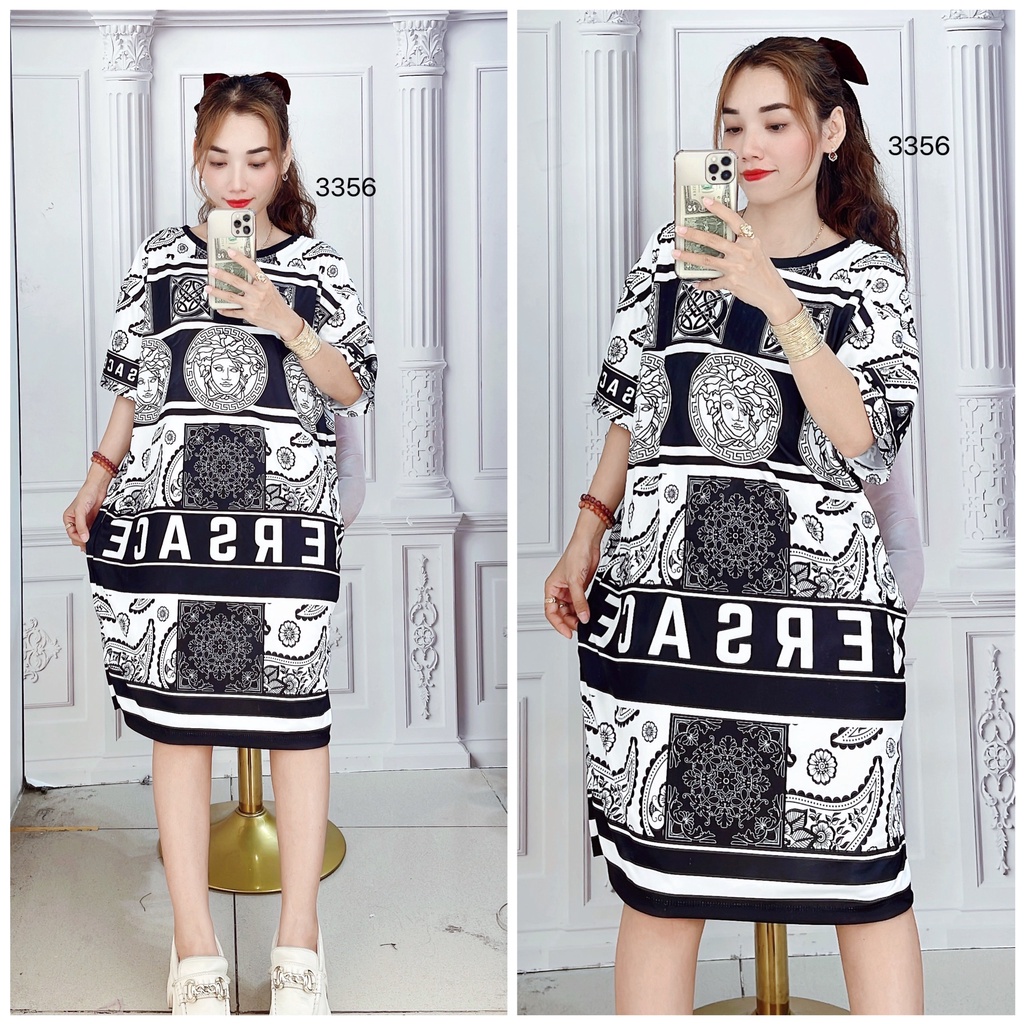 (55kg đến 85kg) Đầm Suông Thun 3D Big Size Hình thật shop chụp - D3356