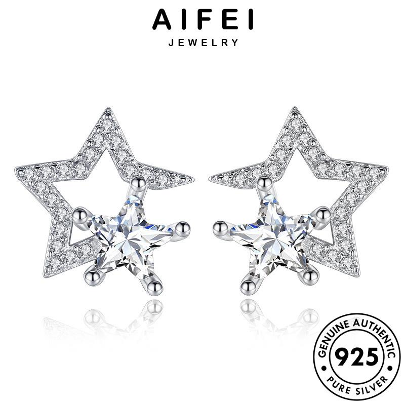 AIFEI JEWELRY 925 tua tròn tai Thời phụ nữ bản nguyên sao thời trang hàn xỏ sức cương thật bạc moissanite vành quốc bông tính ngôi kim cá khuyên kiện E103