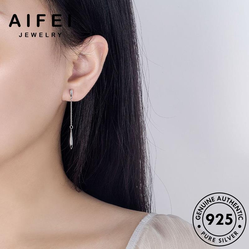 AIFEI JEWELRY 925 vành tròn phụ giọt rua bản thời Thời bạc thật tua trang giản sức nữ đơn quốc khuyên xỏ tua hàn bông nước tai kiện nguyên E215
