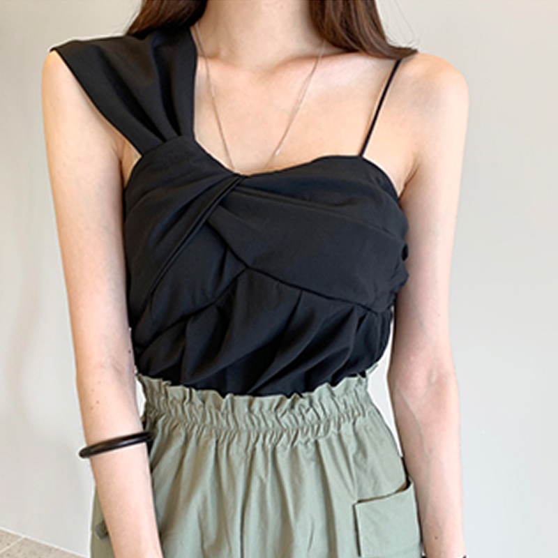 SUXI Áo Kiểu Hai Dây Dáng Ôm Hở Vai Phong Cách Hàn Quốc Dành Cho Bạn Nữ