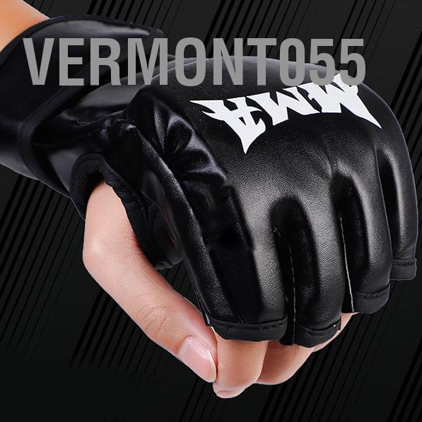 1 Đôi Găng Tay Hở Ngón Tập Boxing Dày Dặn Màu Đen