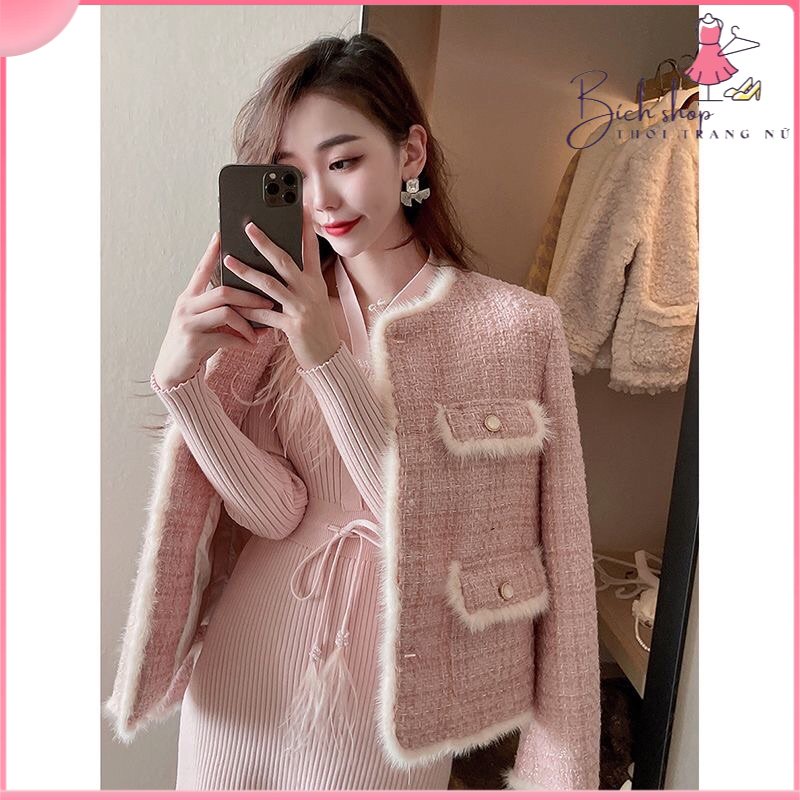 Áo dạ pha viền lông cao cấp , sang chảnh