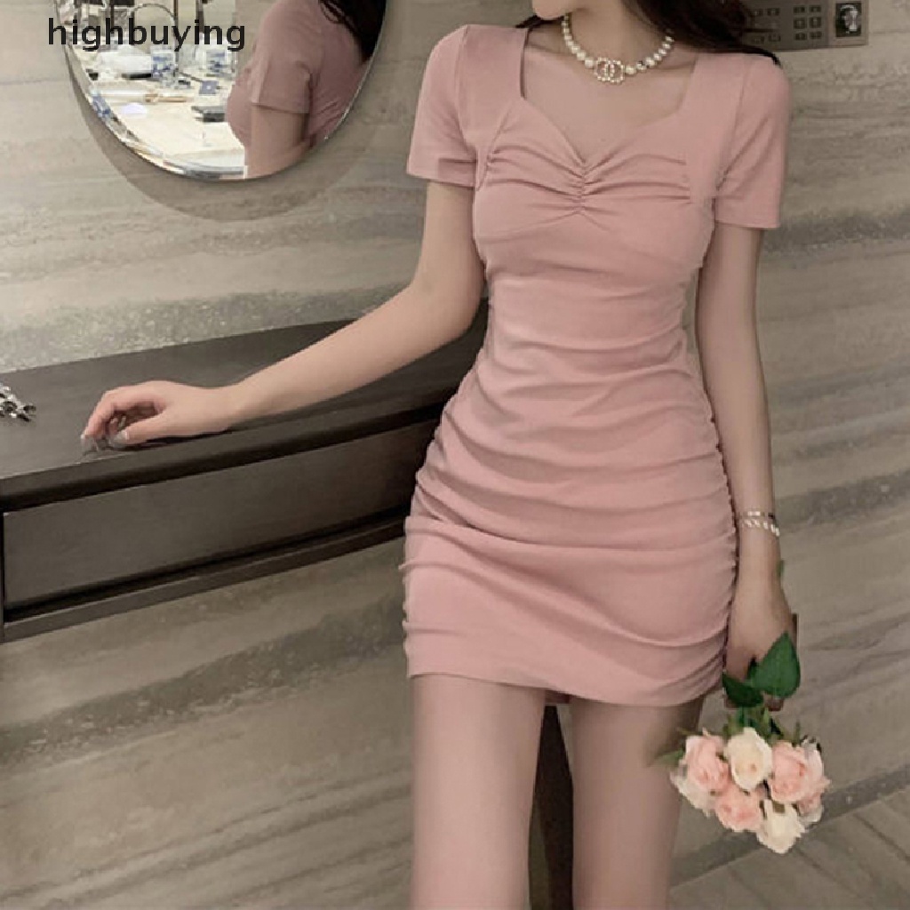 Đầm Cổ Vuông Ôm Eo Phối Dây Rút Thời Trang Mùa Hè Pháp Hàng Mới 2023 Dành Cho Bạn Nữ