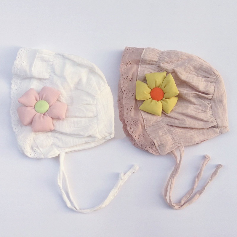 Mũ Cotton Trơn Thoáng Khí Họa Tiết Hoa Dễ Thương Cho Bé
