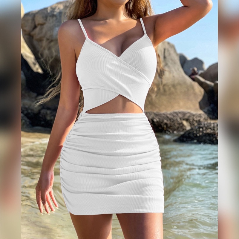 Đầm Hai Dây Ngắn Ôm Dáng Thiết Kế Khoét Eo Gợi Cảm Cho Nữ