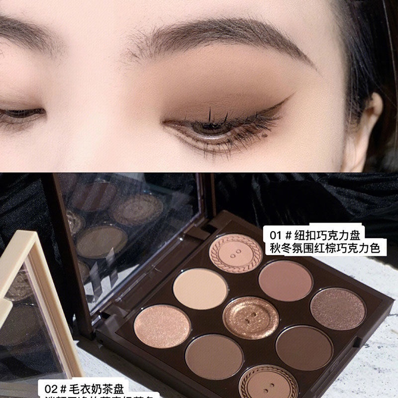 Bảng Phấn Mắt Chín Màu Sắc Dệt Kim Cài Nút