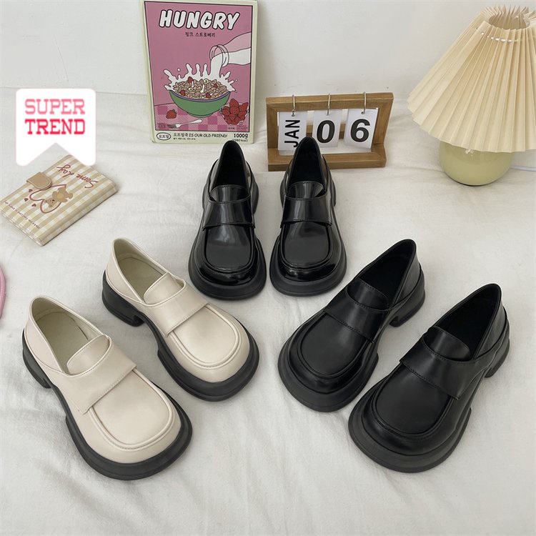 Giày Mary Jane Mũi Tròn Màu Trơn Đơn Giản Thoải Mái Hợp Thời Trang