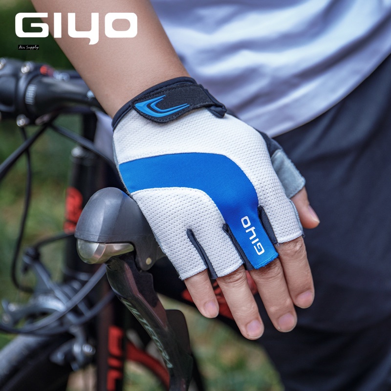 GIYO Găng Tay Hở Ngón Bằng Silicon Lycra Thoáng Khí Chống Sốc Dành Cho Người Đi Xe Đạp