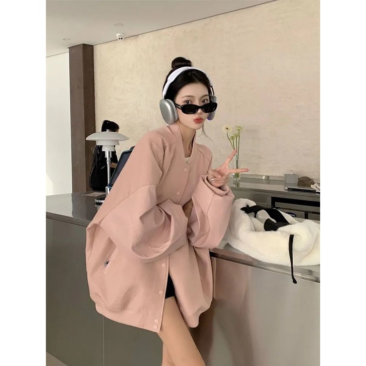 Áo Khoác Bóng Chày Dáng Rộng Thời Trang Xuân Thu Phong Cách Mỹ Hàng Mới Dành Cho Bạn Nữ