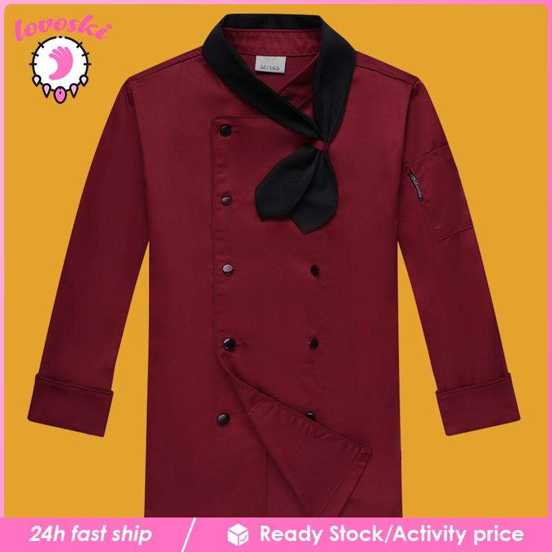 [Lovoski] Áo Khoác Đồng Phục Đầu Bếp Dài Tay Màu Xanh Dương Cho Nam