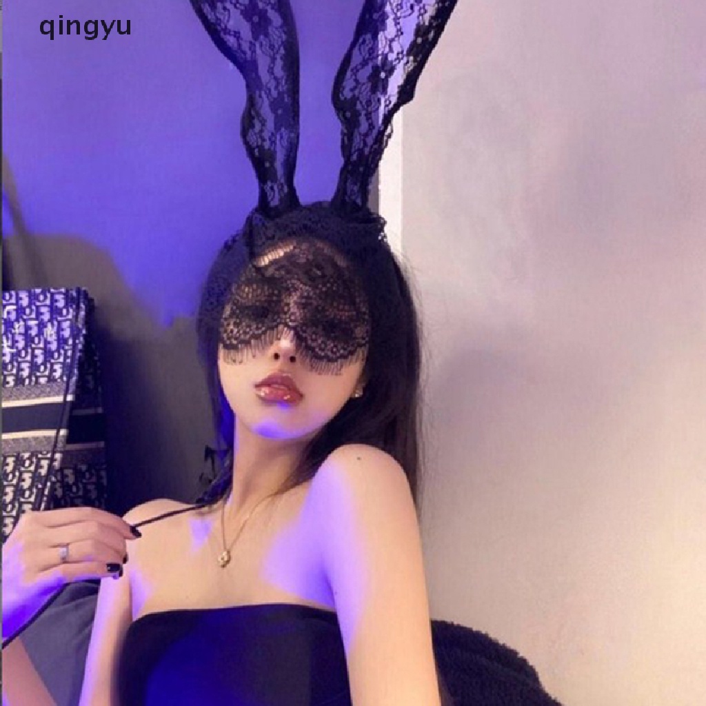 Mặt Nạ Ren Màu Đen Hình Tai Thỏ Gợi Cảm Cho Nữ