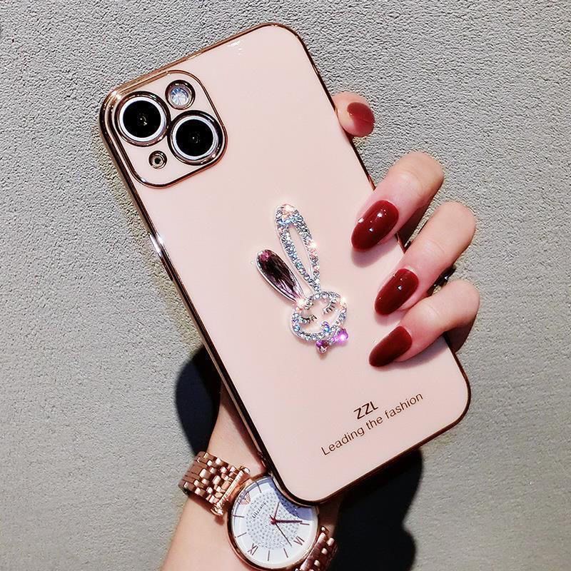Ốp Điện Thoại Silicon Tráng Gương Hình Thỏ Đính Đá Cho IPhone 14proamx 13 Pro Max Ins 12 Pro Max 11 Pro Max Xsmax Xr X XS 8 7Plus