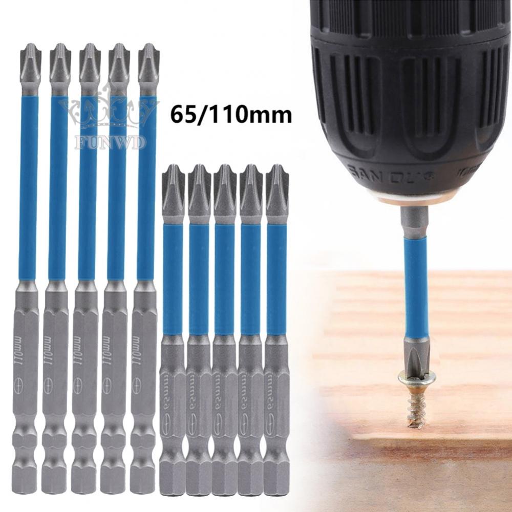 【FUNWD】5PC 65/110mm Magnetic Special Slotted Cross Screwdriver Bit for Electrician FPH2