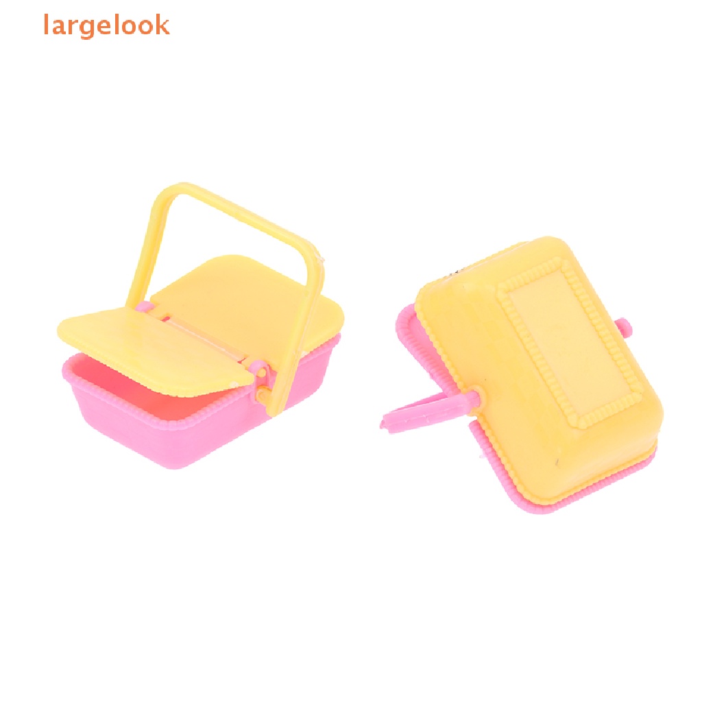 Bộ 2 Giỏ Mua Sắm Mini Bằng Nhựa 1: 12 Màu Sắc Ngẫu Nhiên Trang Trí Nhà Búp Bê