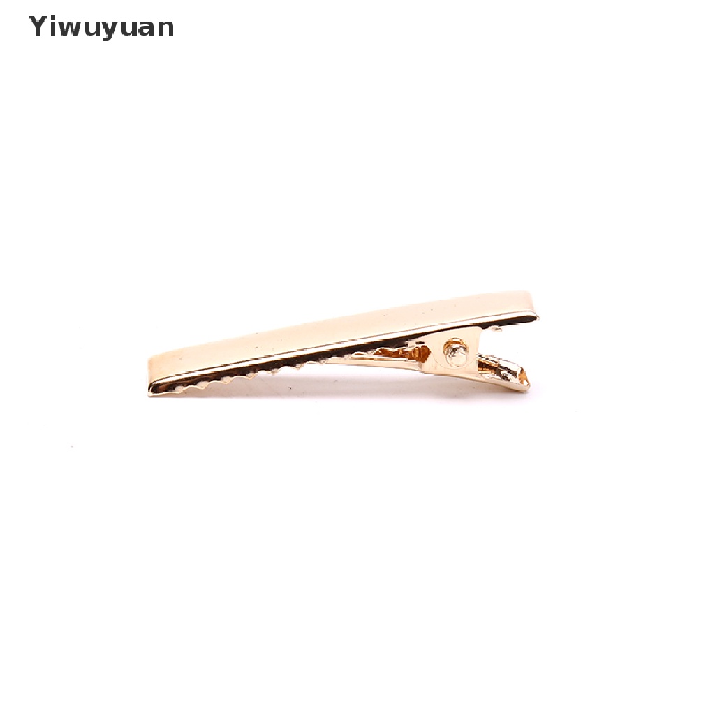 < Yiwuyuan > Set 100 Kẹp Tóc Cá Sấu Kim Loại Màu Vàng KC Phẳng Có Răng Dùng Để Tạo Kiểu Tóc DIY