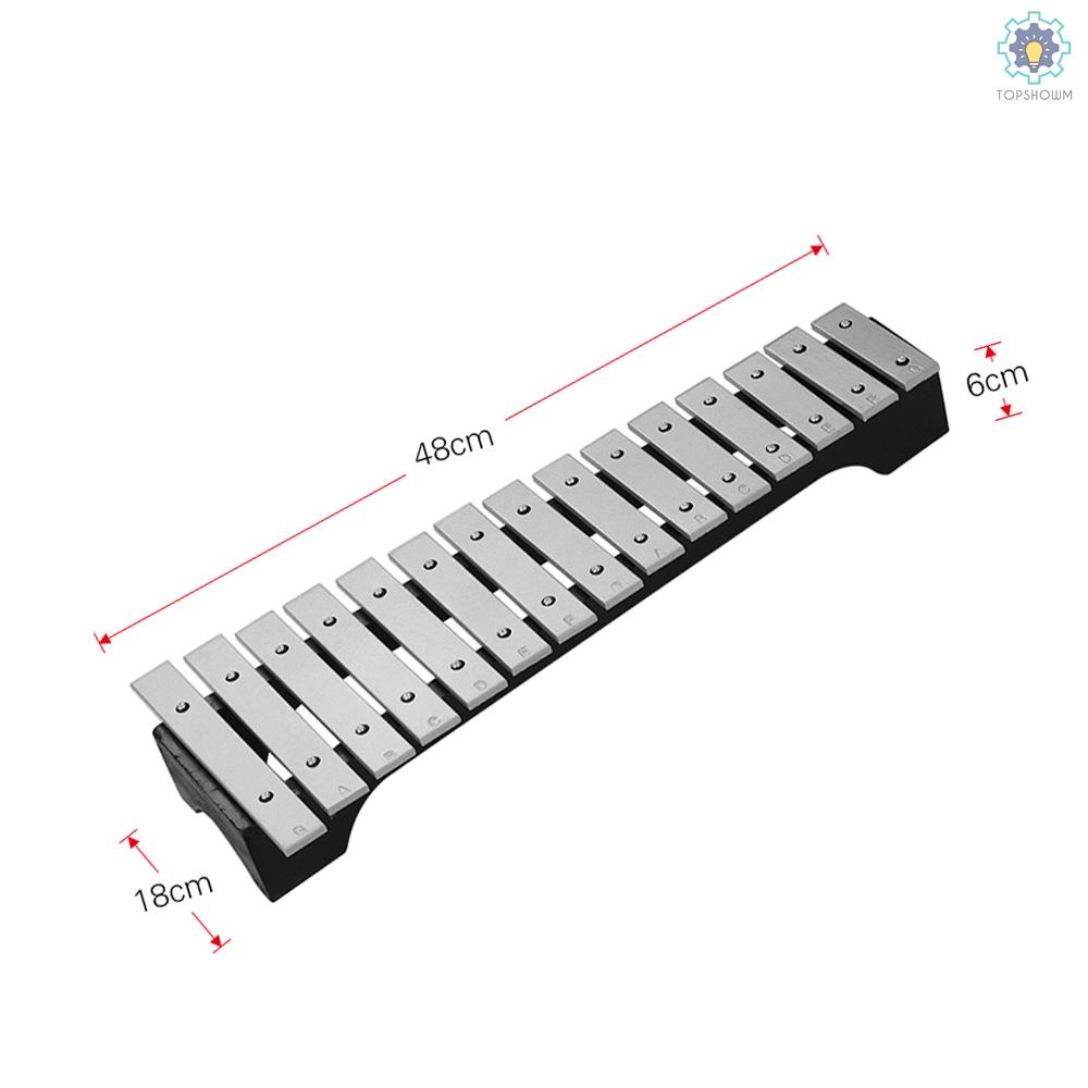 Nhạc Cụ Glockenspiel 15-Note Xylophone Đế Gỗ Bằng Nhôm Kèm Túi Đựng