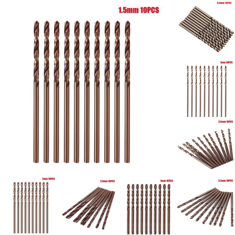 Bộ 10 Mũi Khoan Thẳng Bằng Nhựa Tiện Dụng Bits Thép Tốc Độ Cao Tốc Độ Cao