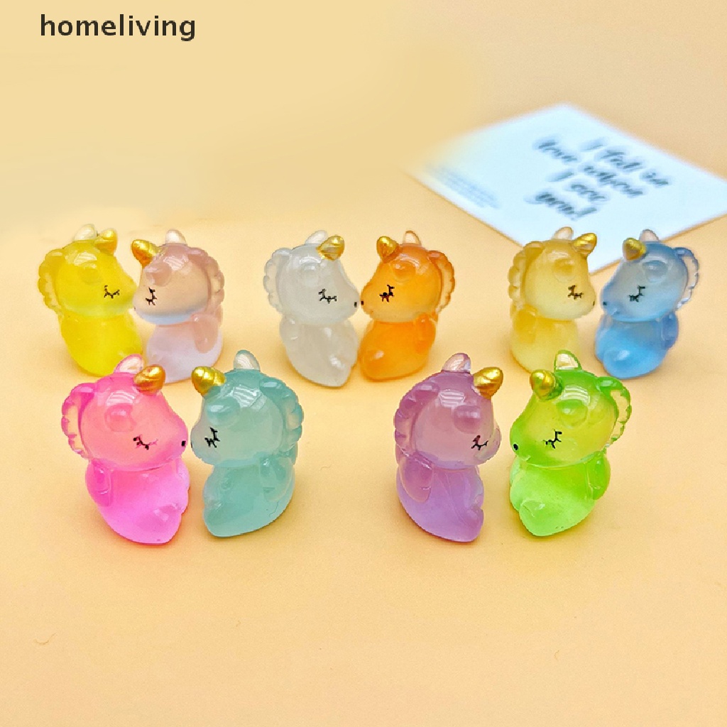Bộ 2 Tượng Ngựa Hoạt Hình Mini Bằng Nhựa Resin Dạ Quang Dễ Thương Trang Trí Tiểu Cảnh