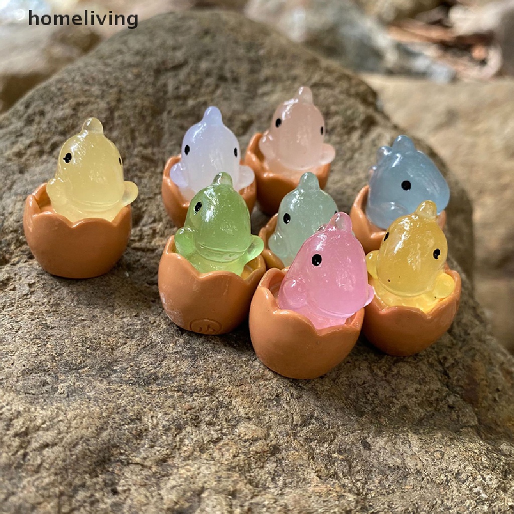 Bộ 2 Mô Hình Khủng Long Hoạt Hình Mini Bằng Nhựa Resin Dạ Quang Trang Trí Nhà Cửa / Xe Hơi