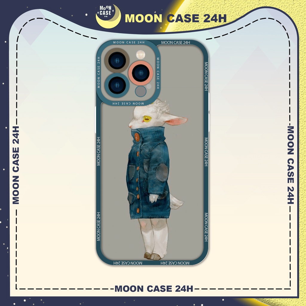 Ốp lưng iphone MOON CASE 24H Hình Dê Trắng Mặc Áo ip 8/x/xs/xsmax/11/12/13/14pro/plus/promax