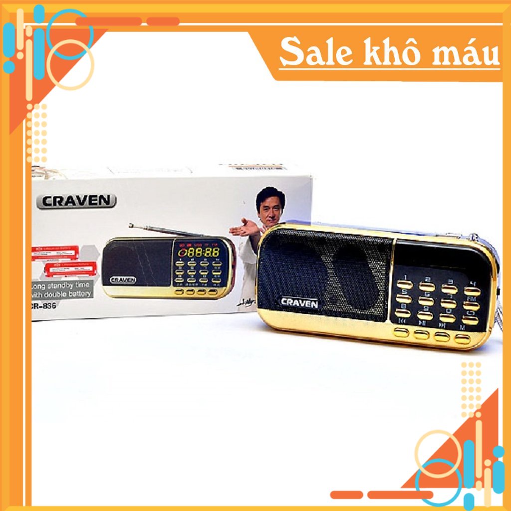 Loa Nghe Nhạc Usb, Thẻ Nhớ, FM Craven Cr-836S Có Đèn Led Và Jack Cắm Tai Nghe Tiện Lợi - Hàng Nhập Khẩu ())) sale lon n
