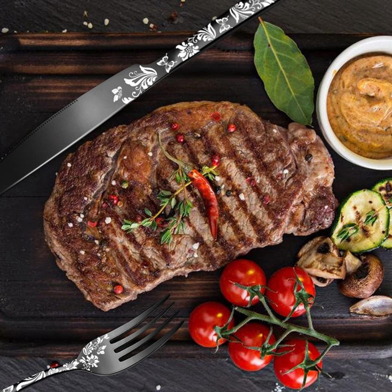 Bộ 20 Món Dao / Nĩa / Muỗng Bằng Thép Không Gỉ 4 Họa Tiết Độc Đáo