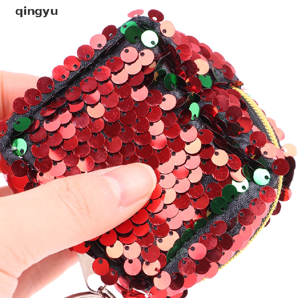 Qingyu Ví Đựng Tiền Xu Mini Đính Kim Sa Lấp Lánh Thay Đổi Màu Sắc Cho Bé Gái
