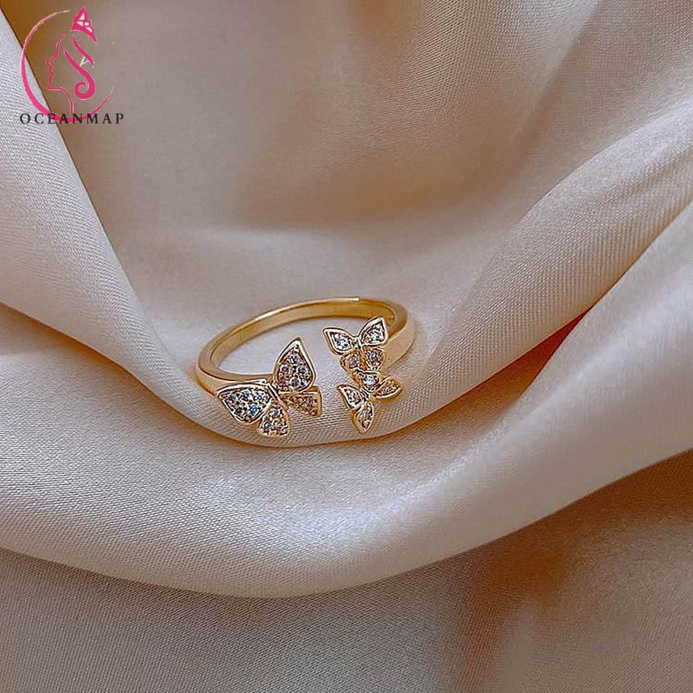 Nhẫn Đeo Tay Kim Loại Hình Bướm Đính Đá Xinh Xắn Cho Nữ