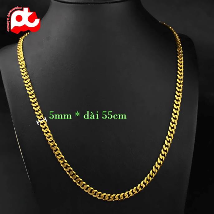 Dây chuyền nam cao cấp titan thời trang rẻ đẹp titan thép không gỉ lặc xéo ahihi.official kích cỡ 5mm mạ vàng PTDCNA176