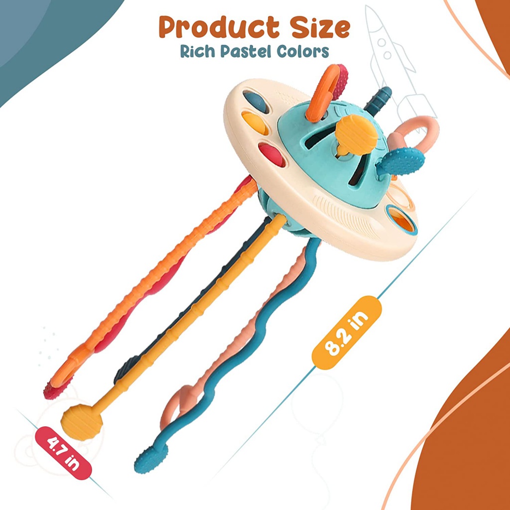 Đồ Chơi Dây Kéo 3 Trong 1 Bằng Silicone Vui Nhộn Cho Bé 0-3 Tuổi