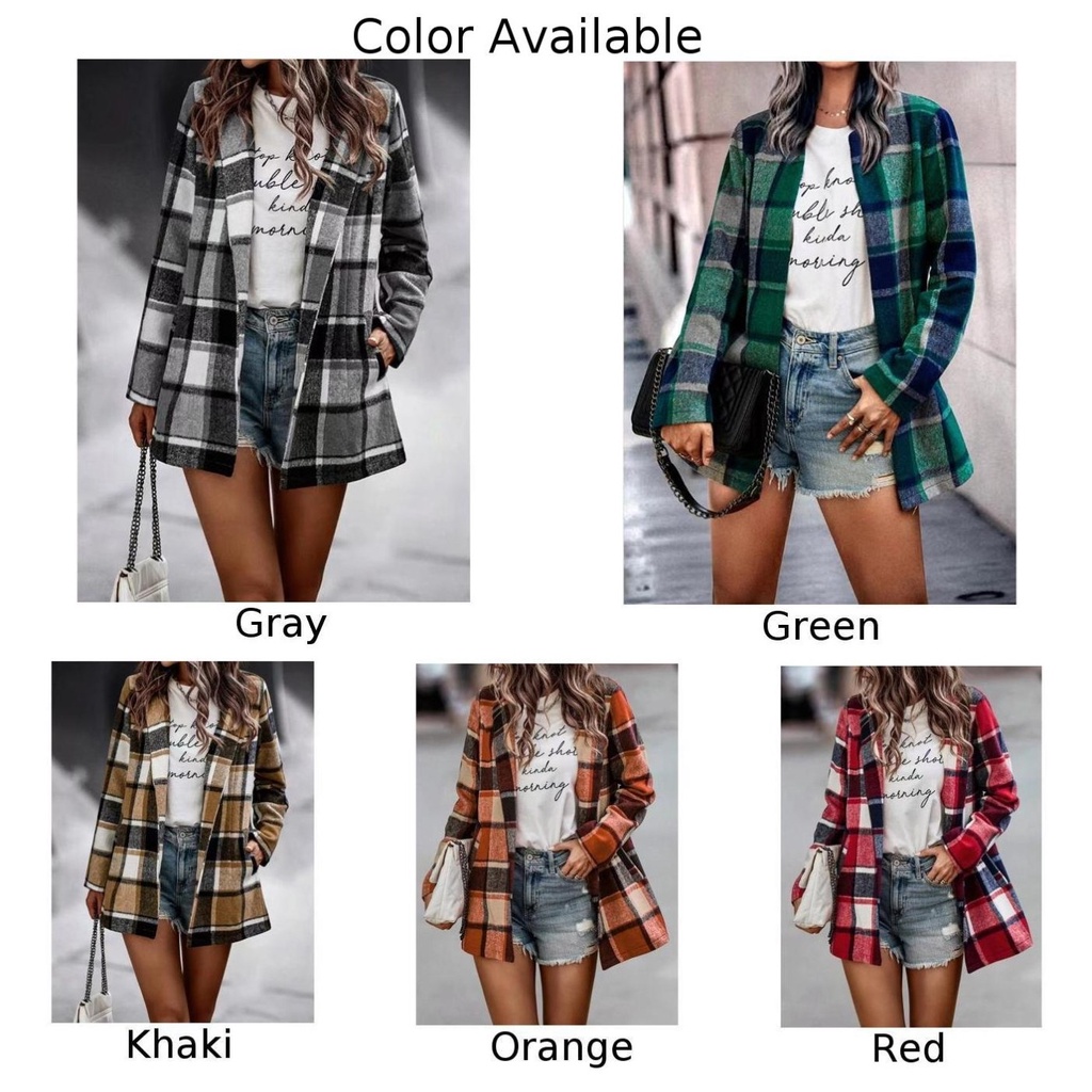 Áo Khoác Blazer Nữ Tay Dài Họa Tiết Caro MM0411