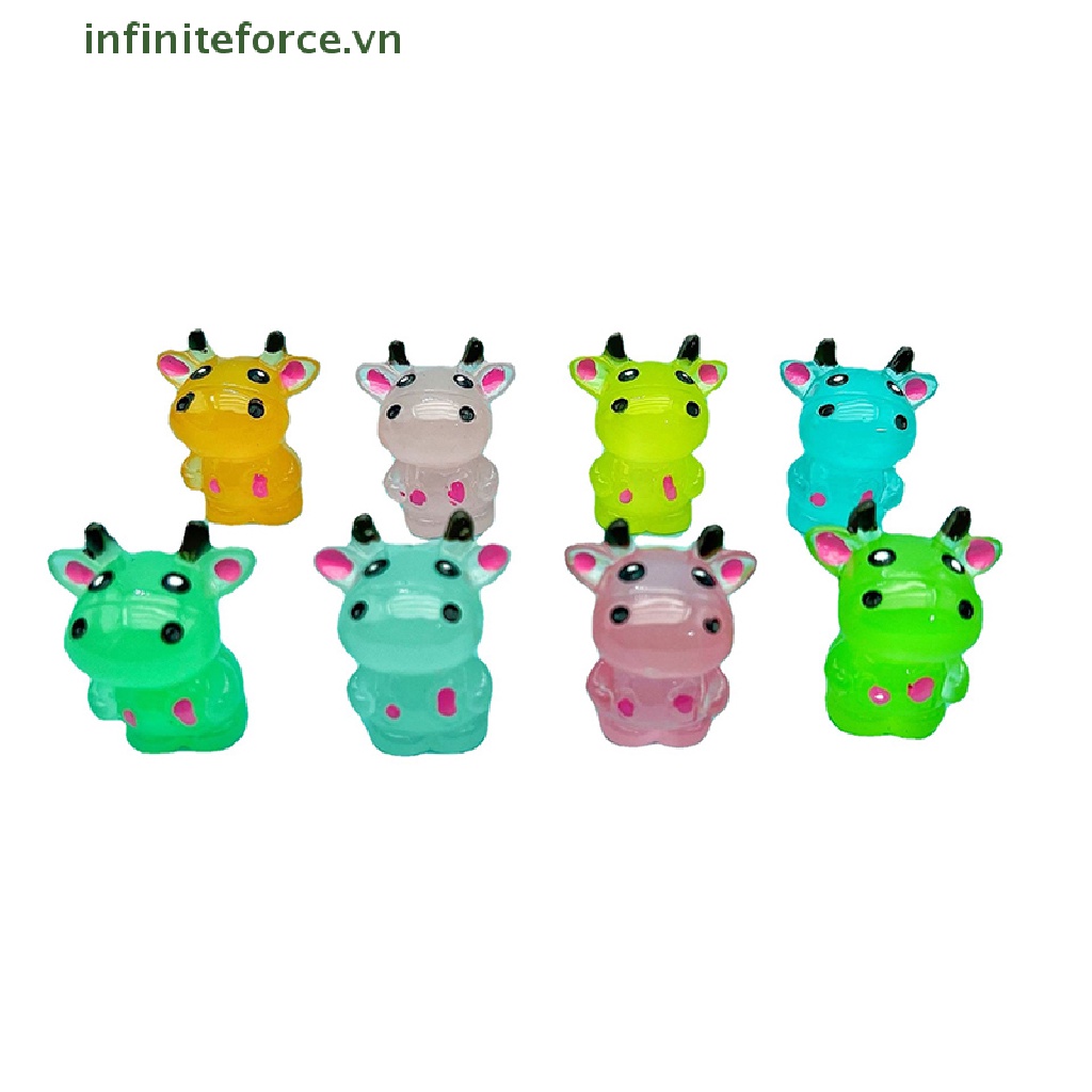 Bộ 2 Tượng Bò Hoạt Hình Bằng Resin Phát Sáng Dễ Thương Dùng Trang Trí