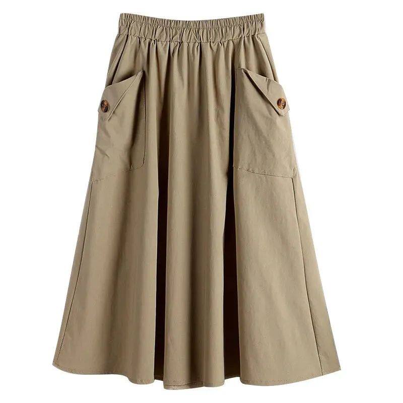 Chân Váy Chữ A Lưng Thun Có Túi Lớn Thời Trang Mùa Hè Cho Nữ