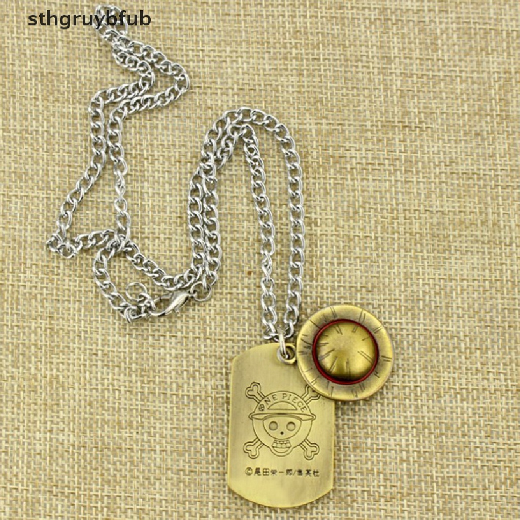 1 Vòng cổ Mặt Thẻ Hình Nhân Vật Luffy Đội Nón Rơm Và Logo Trong Phim One Piece