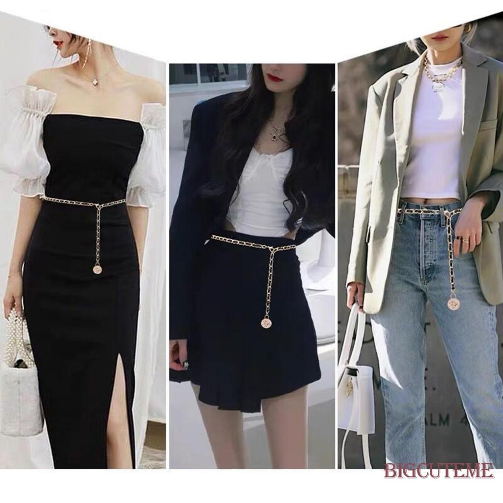 Thắt Lưng Dây Xích Kim Loại Mặt Hình Hoa / Trái Tim Có Thể Điều Chỉnh Cho Nữ