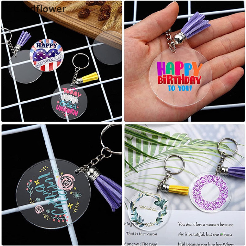 Bộ 50 Móc Khóa Tròn Bằng Acrylic Trong Suốt